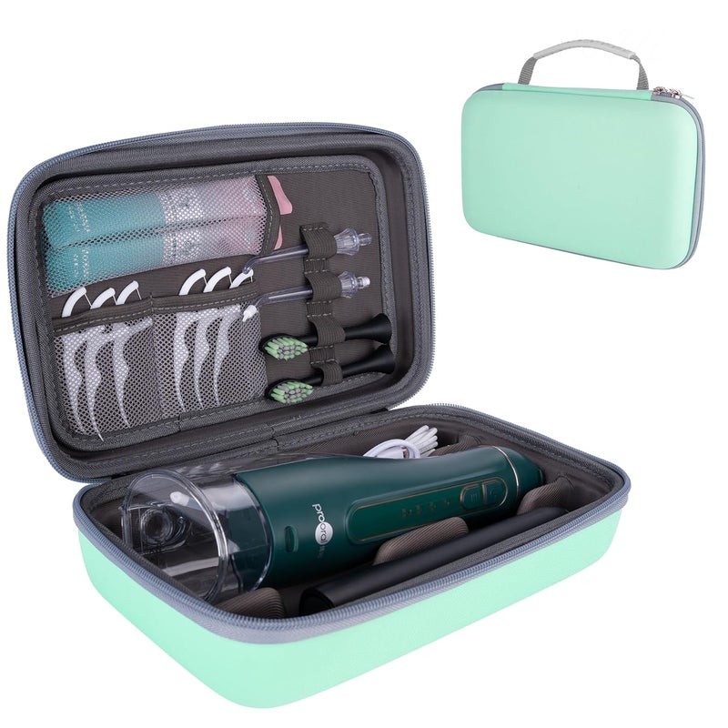 SMYV Water Flosser Travel Case, Portable Dental Oral Irrigator Travel Organizer, Hard Eva Storage Bag for Flosser, Electric Toothbrush, Toothpaset and Irrigator Accessories (Case Only) - Green - Image 1